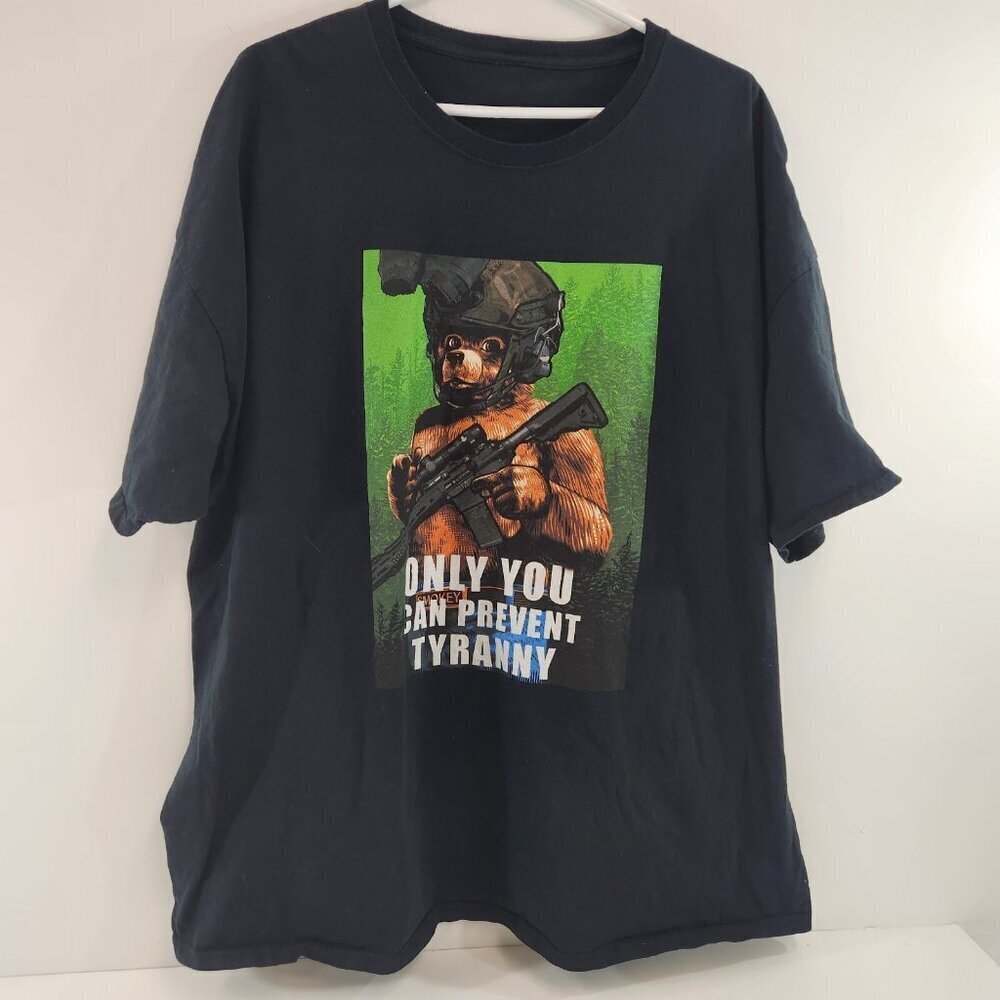 Smokey the Bear Parody Only You Can Prevent Tyranny T-Shirt Activist Black